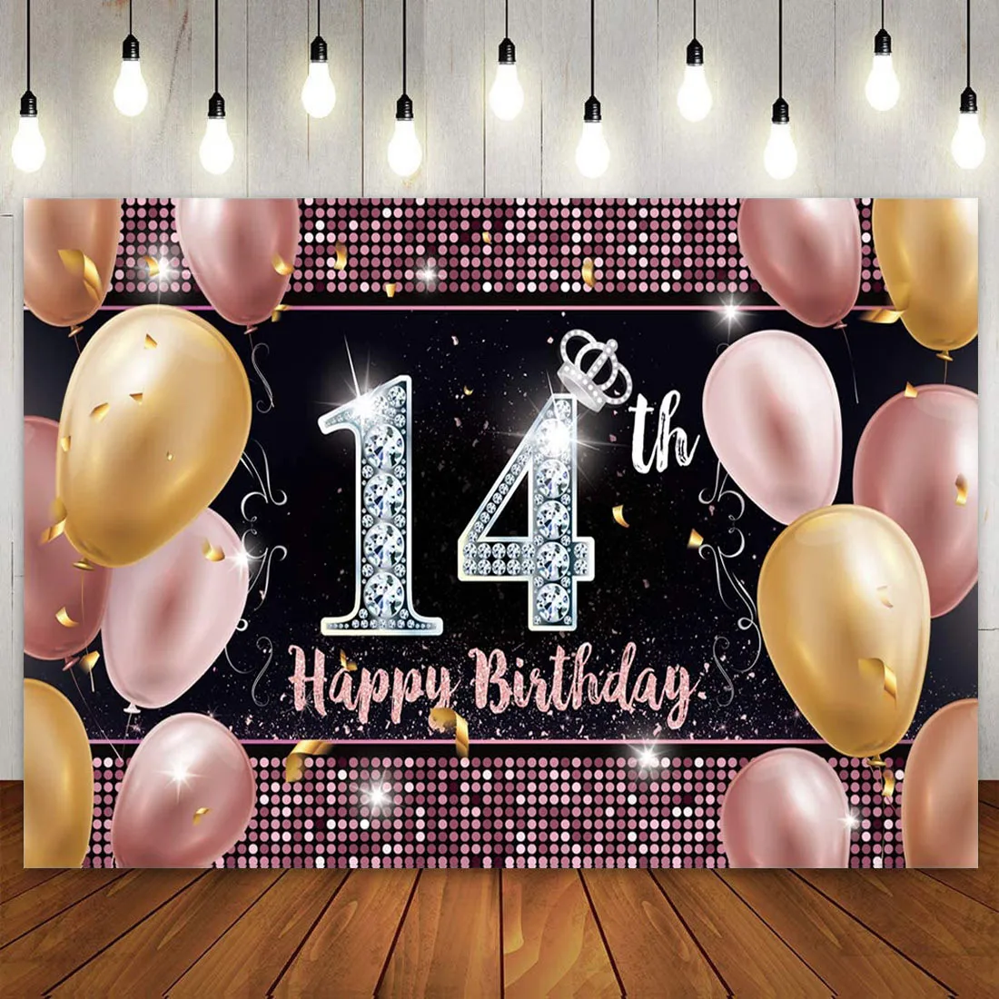 

Фотофон с надписью "Happy 14-й день рождения"