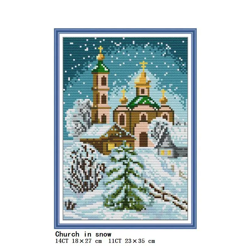 

Набор для вышивки крестиком Joy Sunday, наборы для вышивки крестиком с изображением снежного пейзажа, наборы для вышивки крестиком, ткань с рису...