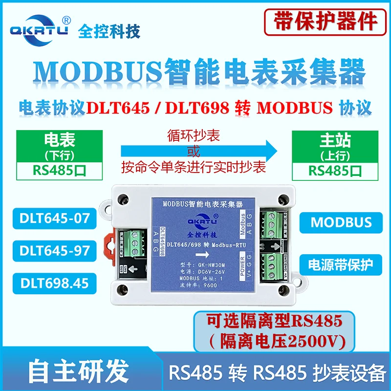Фото Полный контроль, преобразователь протокола DLT645/DLT698 в протокол MODBUS, коллектор RS485 в 485 №1