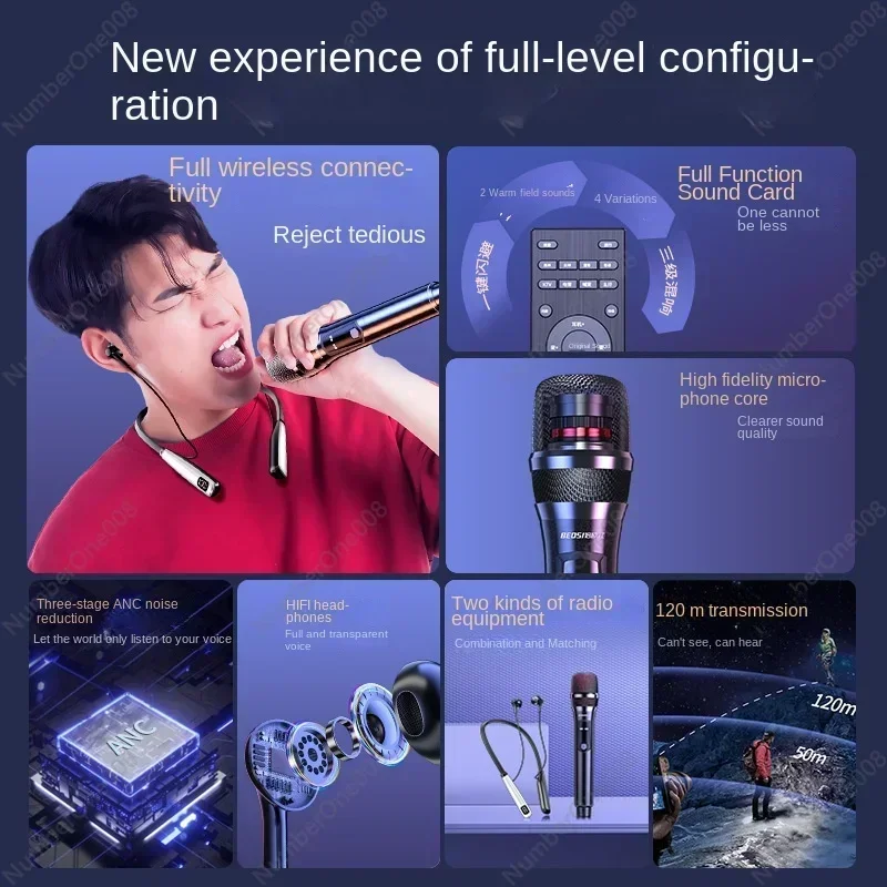 Звуковая карта микрофон гарнитура с лямкой на шее Bluetooth-аккомпанемент живое