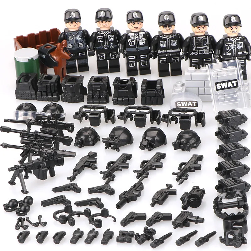 

Toy Building Block Special Police Armed Bulletproof Clothing Police Dog Equipment Doll Assembly Building Block Puzzle Kids Gift