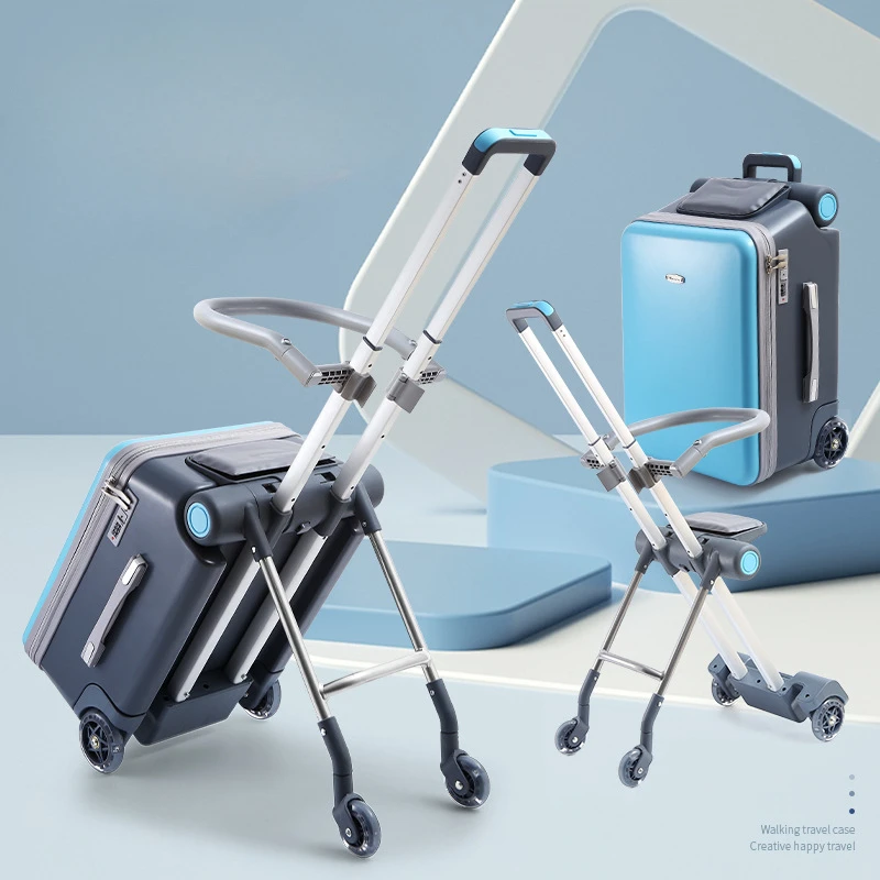 Детский чемодан можно сидеть или ездить на чемодане, Детский чемодан на колесиках, Универсальный многофункциональный Детский чемодан чемодан самокат детский