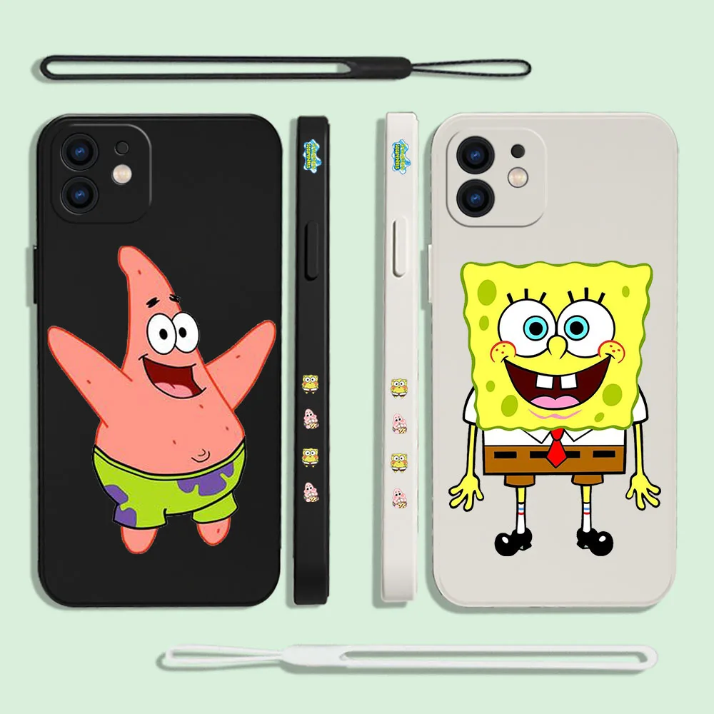 

Cute SpongeBobs SquarePants Patrick Stars Phone Case For Xiaomi Redmi Note 10A 10 10S 9 8 7 Pro Plus 9T 4G 5G Cases With Lanyard