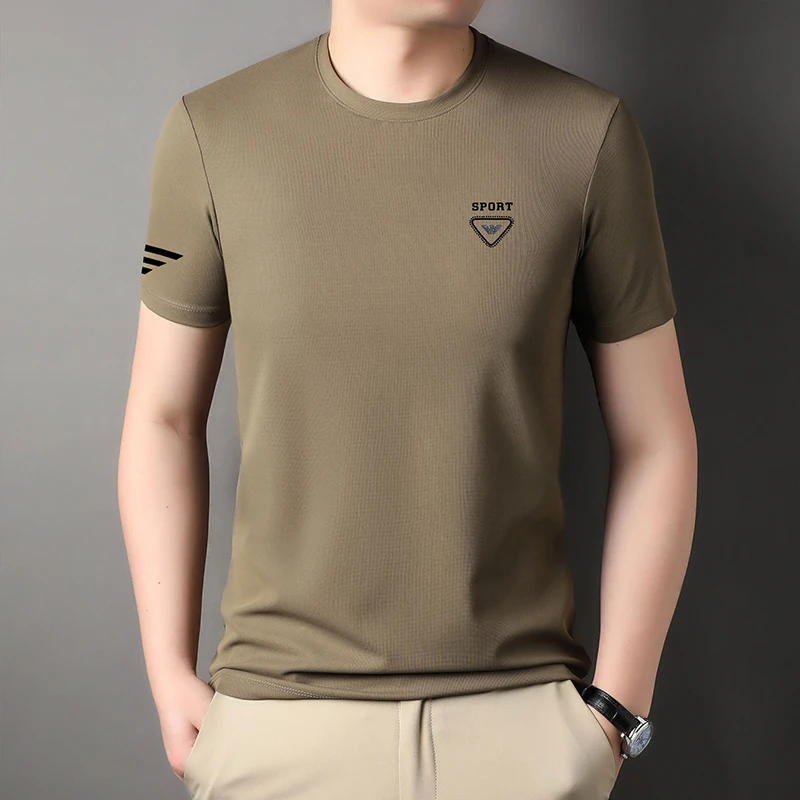 

Summer men's casual Short sleeve tee brand embroidered T-shirt traceless breathable sweat absorption korea luxury men's clothing