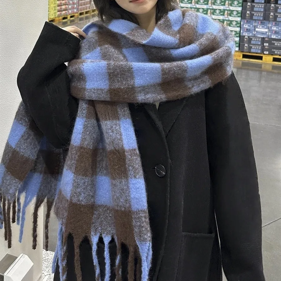 Женский зимний высококачественный мохеровый шарф Универсальный теплый