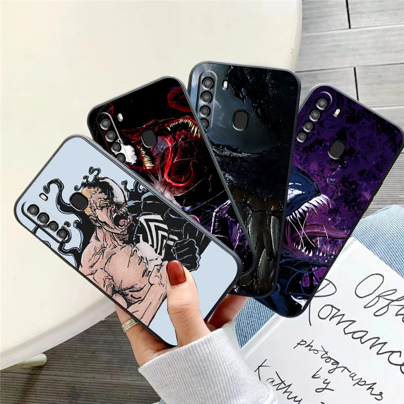 

Marvel Venom COOL Phone Case For Samsung Galaxy A01 A02 A10 A10S A20 A31 A22 4G 5G Coque Back Soft Carcasa Liquid Silicon Black