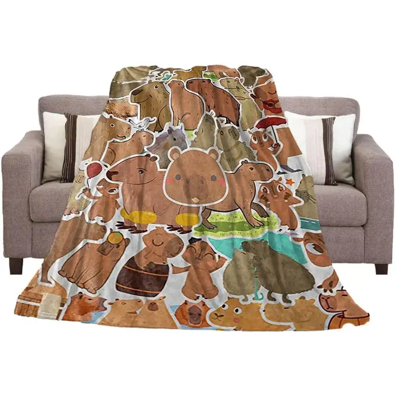

Capybara Throw Blanket Funny Soft Humor Flannel Throw Blanket Multifunctional Cute Animal Blankets Lightweight Decor For picnic