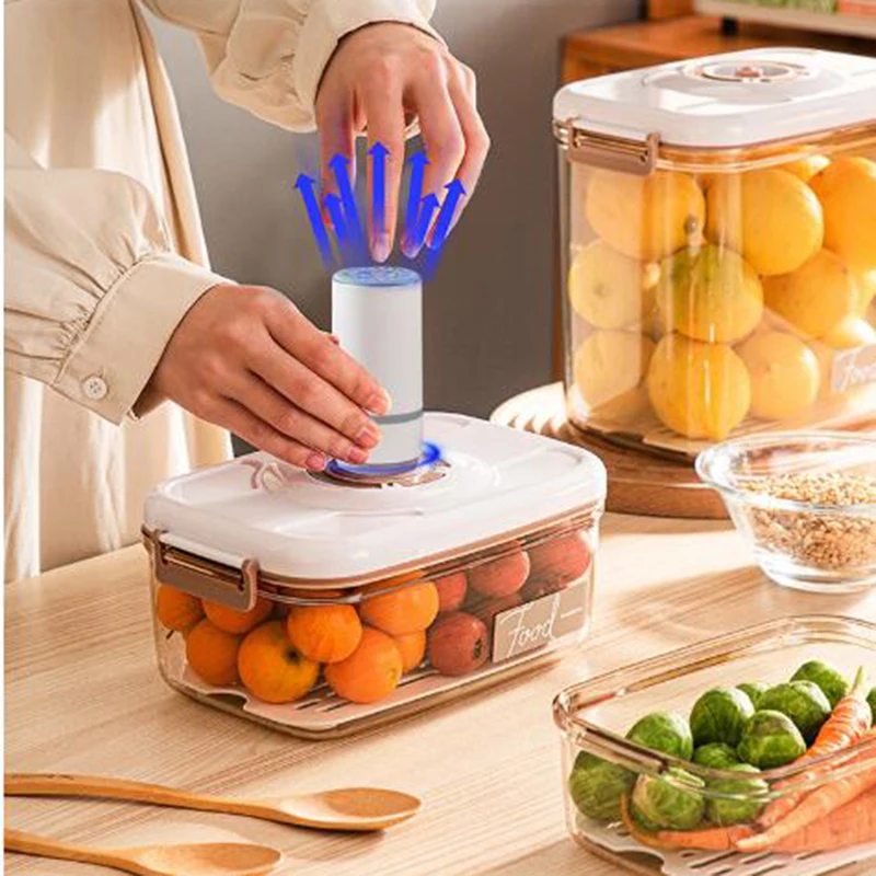 

Food Storage Container Vacuum Box Large Capacity Food Dispenser for Kitchen Transparent Sealed Food Organizer Work Lunch Box