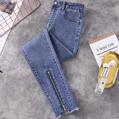 

Женские узкие джинсы с высокой талией, однотонные брюки-карандаш из денима, X41, весна-осень 2022