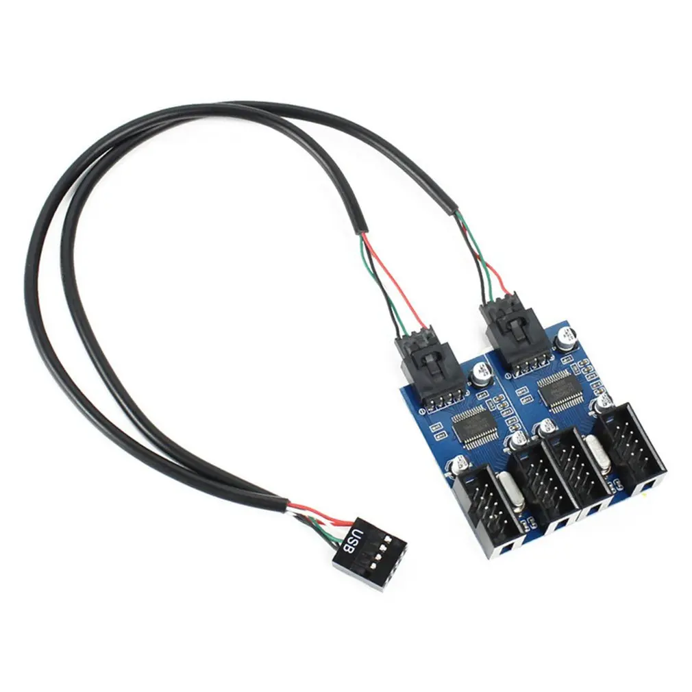 

Motherboard 9 Pin USB Header Splitter Male 1 To 4 Female Extension Splitter Cable Desktop Card 9-Pin Connector Adapter Port
