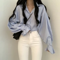 loose blouse design sense of niche pinstripe loose shirt womens simple with long sleeve top inside fashion tops