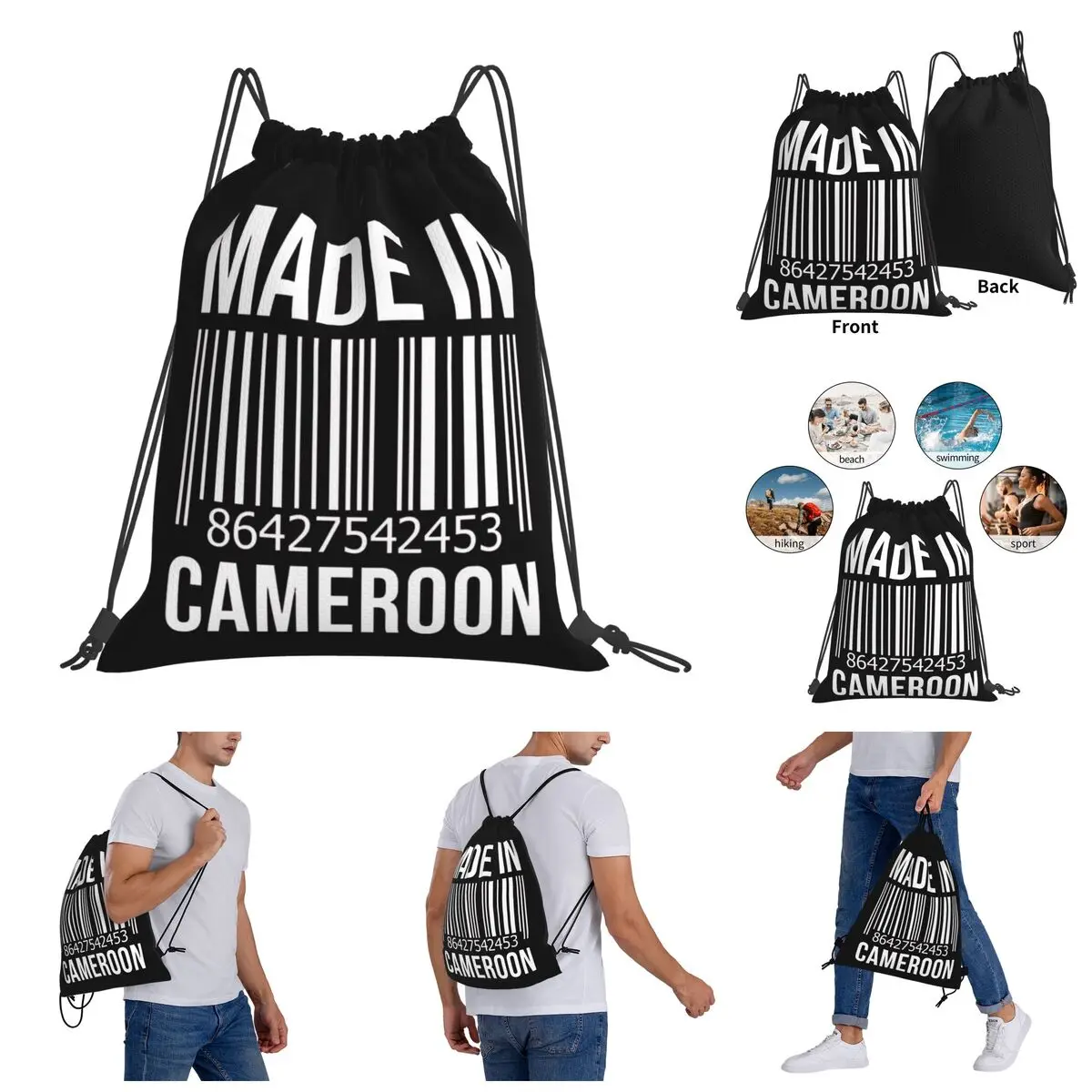 

Cameroon Cameroonic(1) Drawstring Bags Gym Bag Graphic Cool Backpack Funny Sarcastic Drawstring Backpack