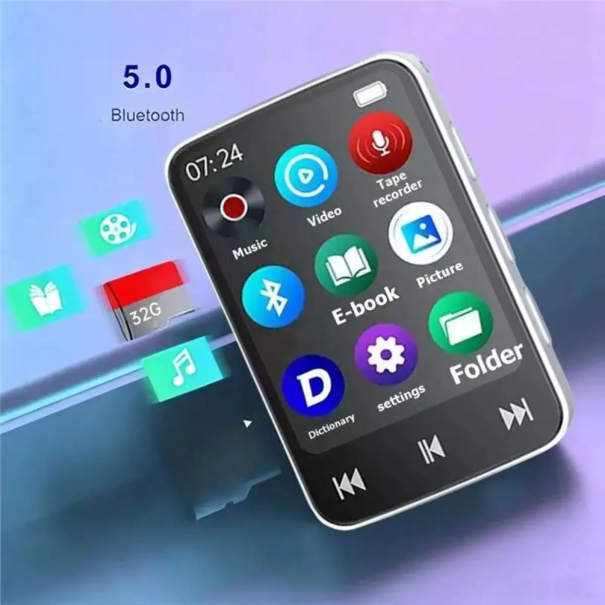 Фото Портативный MP3-плеер с Bluetooth 5.0, 1,8-дюймовым экраном, поддержкой видео MP4, функцией записи и чтения электронных книг для студентов №2