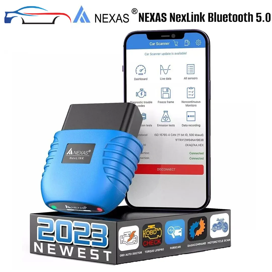 

NEXAS NexLink Bluetooth 5,0 OBD2 EOBD диагностический сканер для iOS Android Windows считыватель кодов неисправностей диагностический сканер