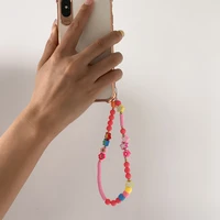 color splicing contrast color daisy star mobile phone chain pendant bead star letter hanging rope