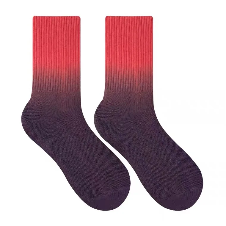 Gradient Color Tie-Dye 10 Pairs Mid-Calf Socks Spring and Summer Solid Color Street Skateboard Socks Women's Mid-Calf Socks