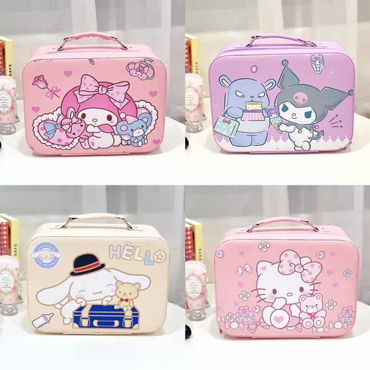

Sanrio Kuromi Mymelody Cinnamoroll Kawaii милый портативный косметический чехол большой емкости для выхода в магазин органайзер для туалетных принадлежносте...