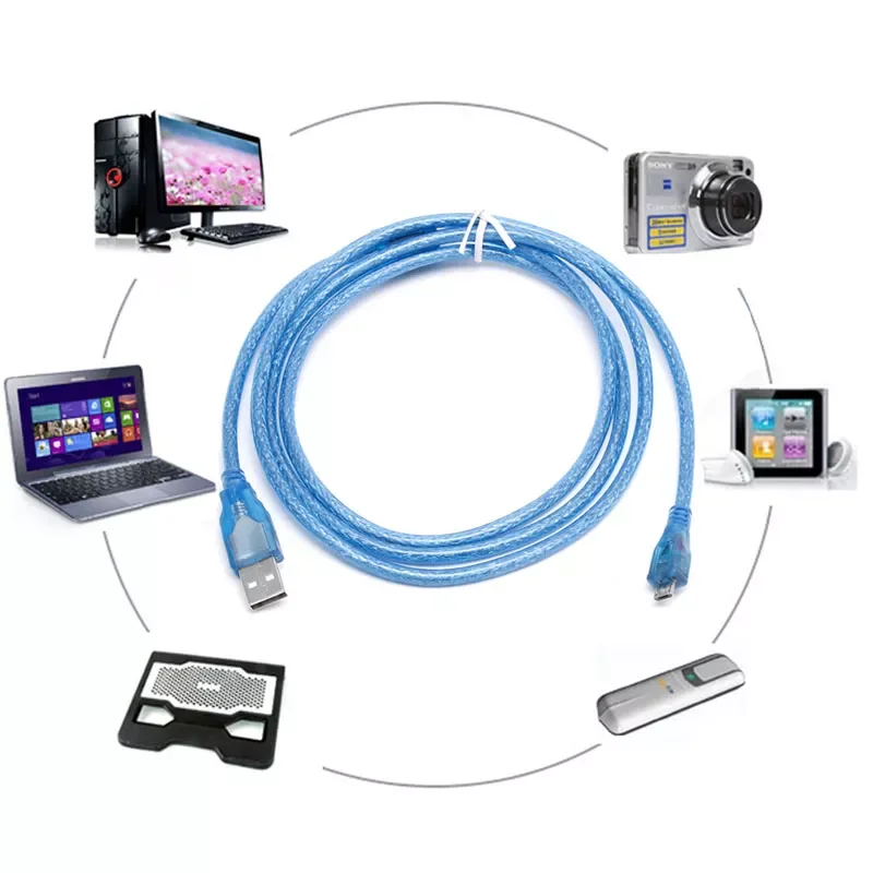 

USB 2.0 A Male to Micro B 5pin Male 28/24AWG Data Charger Cable High Speed 1.5M