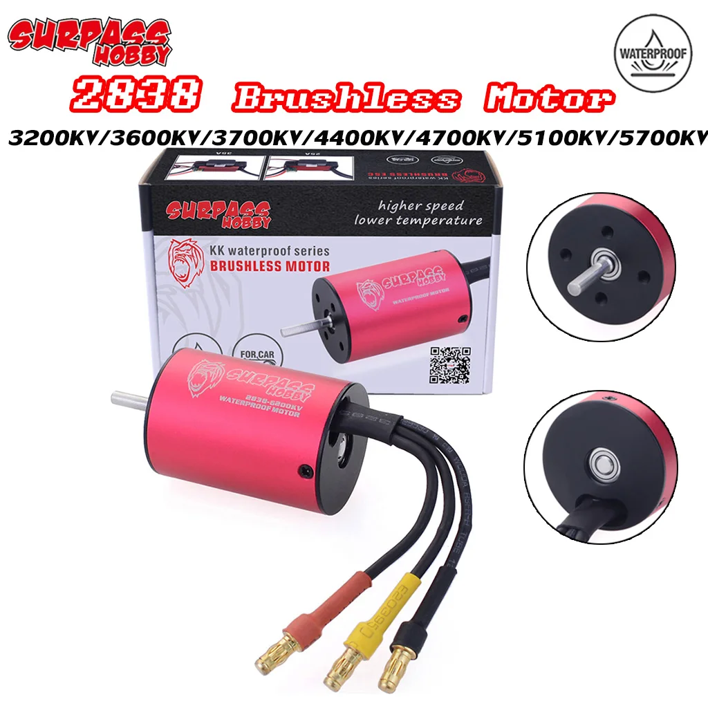 Бесщеточный водонепроницаемый мотор SURPASS HOBBY 2838, 1/14 КВ/1/16 КВ/кв, 4 полюса для модели радиоуправляемого автомобиля
