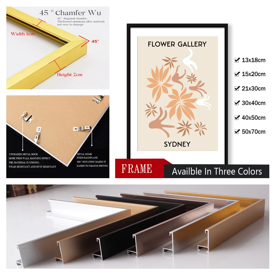 

Gold Black Silver Aluminum Posters Photo Frame Metal A3 A4 50*70 Wall Art Display Pictures Gallery Print Artwork Home Decoration