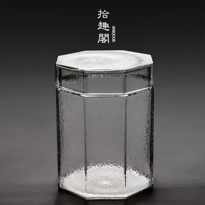 

Japanese Style Hammer Pattern Glass Tea Can Non-Sealed Storage Tank Transparent Scented Tea Storage Tank Pu'er Waking up Tea Jar