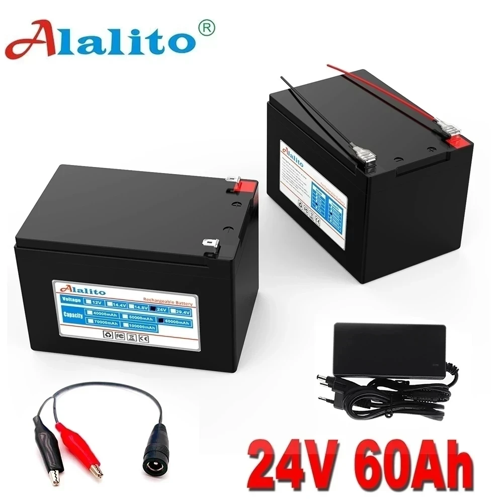 

Аккумулятор Alalito 6s4p 24 в 60 Ач 18650, литий-ионный аккумулятор большой емкости 25,2 в 60000 мАч для велосипеда, мопеда, электроинструмента, аккумулятор