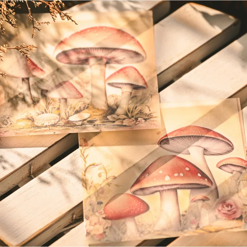 12 листов винтажные прозрачные наклейки в виде грибов 3 х3 дюйма