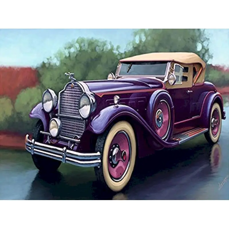 

GATYZTORY 60x75cm Frame DIY Painting By Numbers Purple Car Landscape Handpainted Oil Painting Canvas Colouring Home Wall Decor