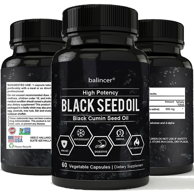 

Black Seed Oil Capsules Help Reduce Hypertension and Cholesterol, Improve Respiratory Tract, Promote Stomach Health, Lose Weight