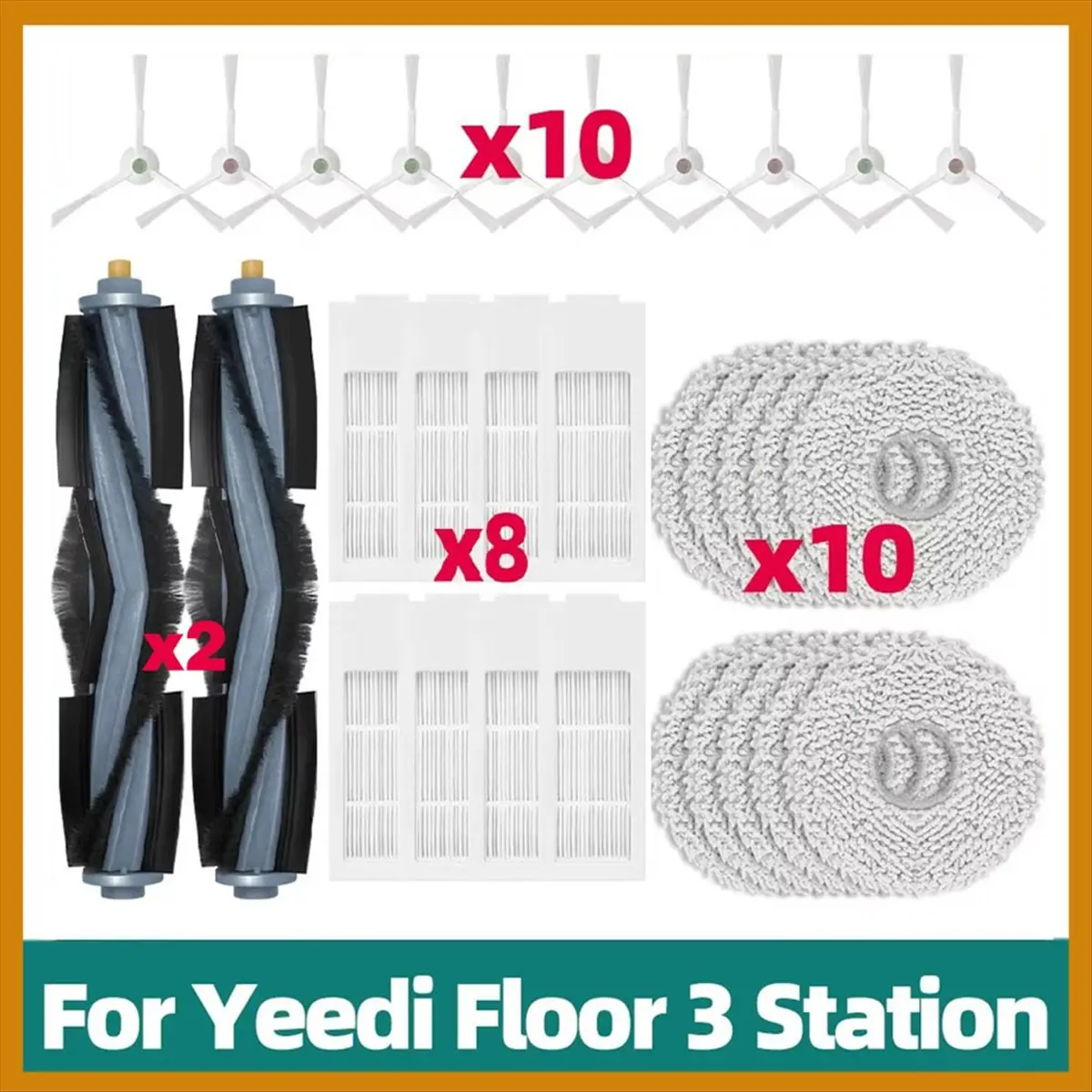 Фото Запасные части A17G для робота-пылесоса Yeedi Floor 3 Station: основная щетка, боковая щетка, салфетка для влажной уборки №2