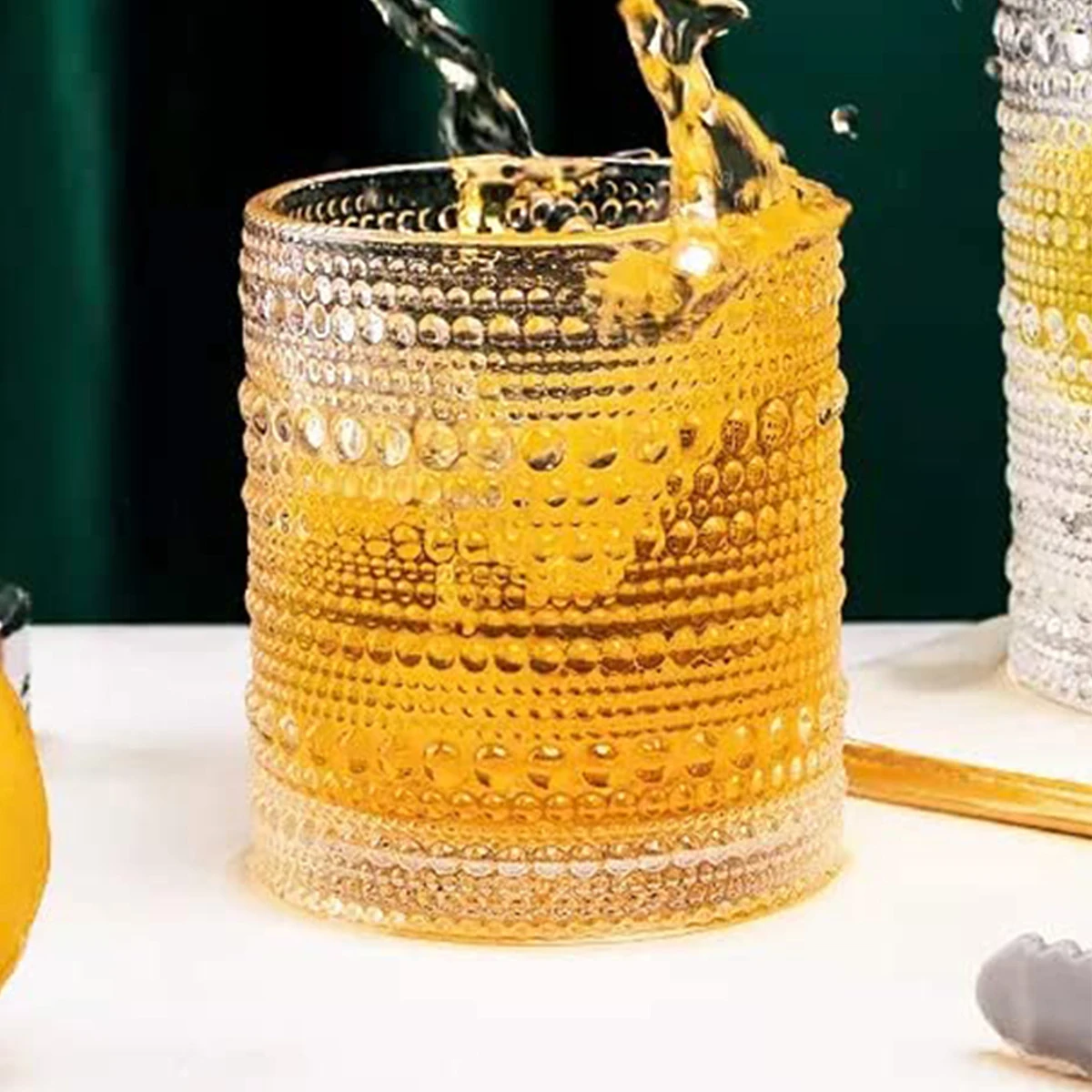 KLP Ins Стеклянный Стакан В Стиле Ретро С Рельефным Узором Высококачественная