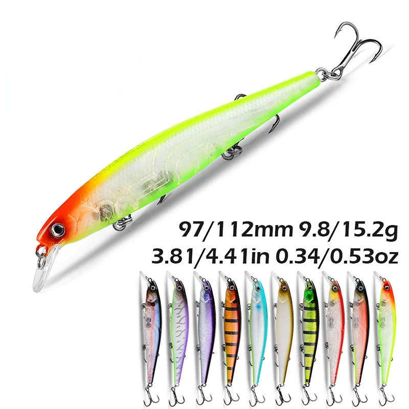 

MAVLLOS Casting Bait Stainsteel 97mm 112m 3pcs/set SP Lure Hard Bait 1-1.2m Depth Floating Quality Professional Minnow