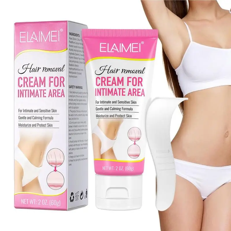 

Depilatory Cream 60g Flawless Painless Unwanted Hair Remover For Pubic Area Arm Armpit Leg Elbow Chest Bikini Lines Private
