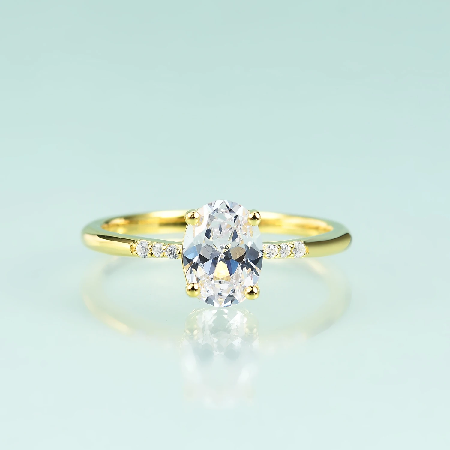 

Красота драгоценного камня 14K Золотое заполнение искусственное серебряное кольцо с белым Цирконом обручальное кольцо ручной работы овальной огранки Изящные ювелирные изделия для женщин