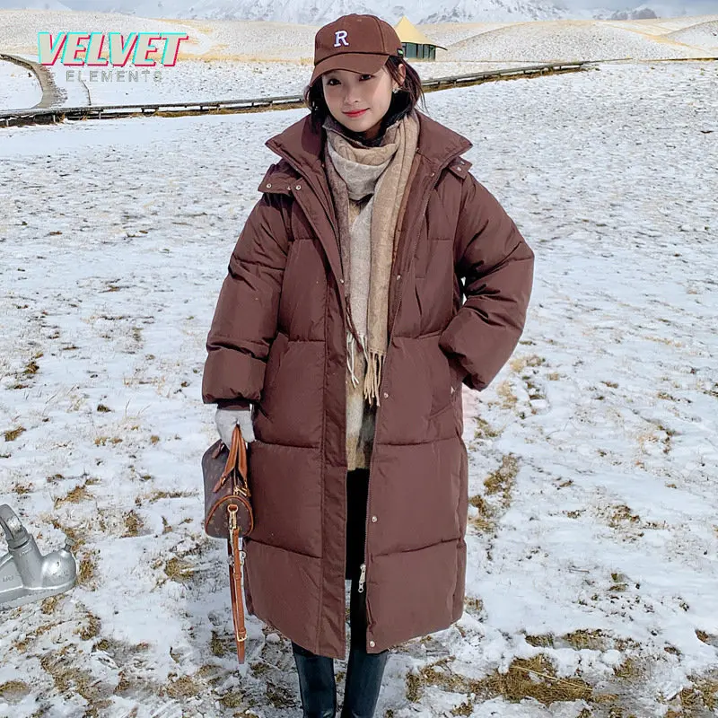 VelvetElement 2023 Winter Women Long Parkas Coat Casual Hooded Thick Warm Windproof Jackets Fashion Female Outwear Jacket Coat