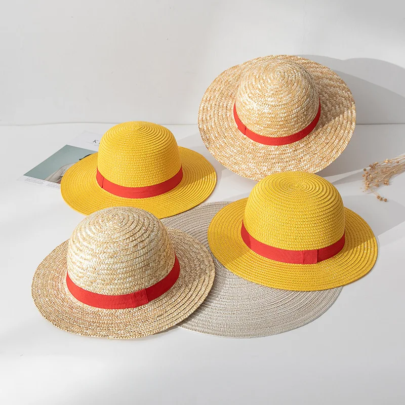 

Cartoon Anime Luffy Straw Hat Cosplay Caps Accessories Summer Sun Hat Sunshade Parent-Child Hat Luffy Hat for Women Men