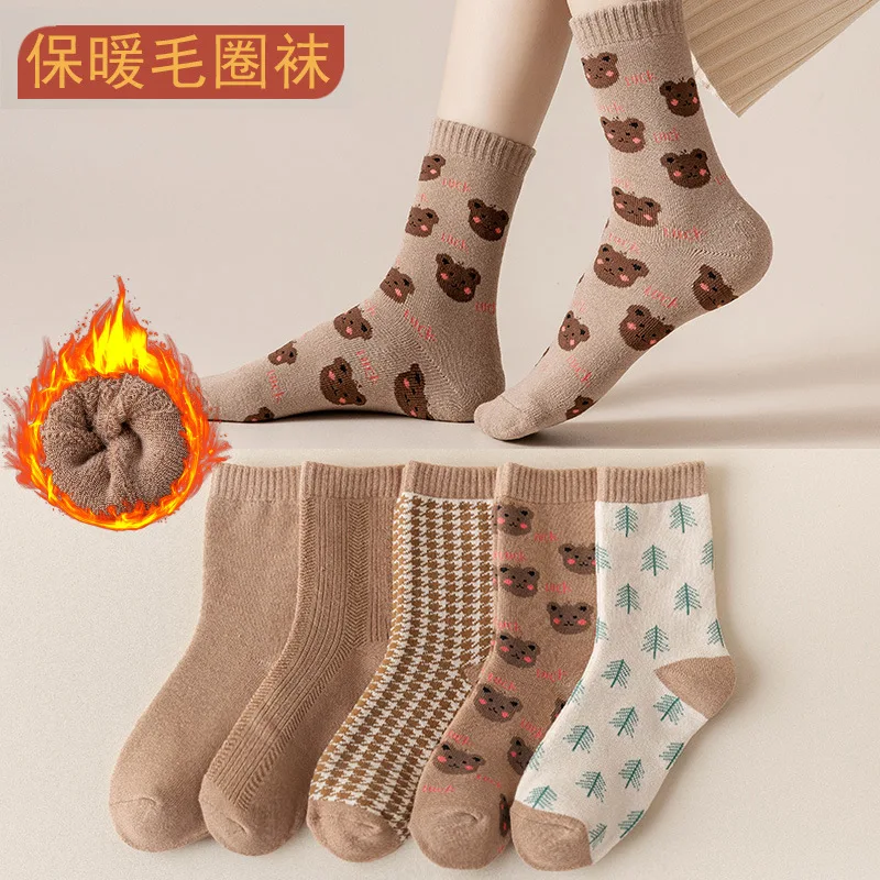 Winter Thick And Velvet Socks Women's Stockings Lovely Towel Stockings Fashionable Autumn And Winter Warm Hair Hoop Stockings