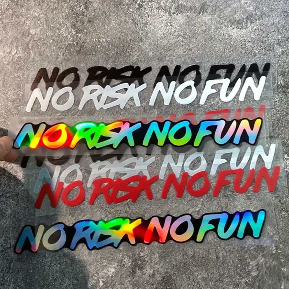 Фото Съемная наклейка на автомобиль «No Risk No Fun», водонепроницаемая, самоклеящаяся, с крупными буквами, прочная, устойчивая к погодным условиям, виниловая наклейка на бампер №3