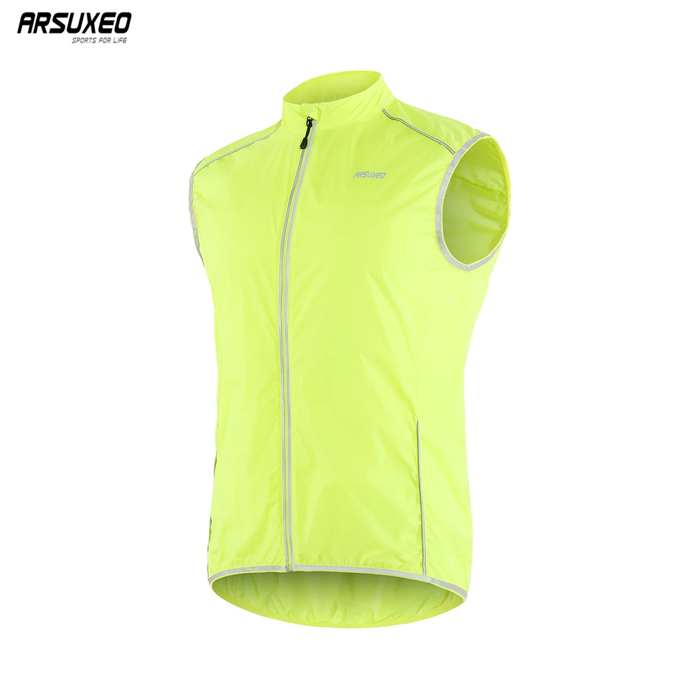 

ARSUXEO Women Cycling Vests Bicycle Reflective Safety Windbreaker Sleeveless Vest Outdoor Sports Pro Team Riding Outwear Clothes