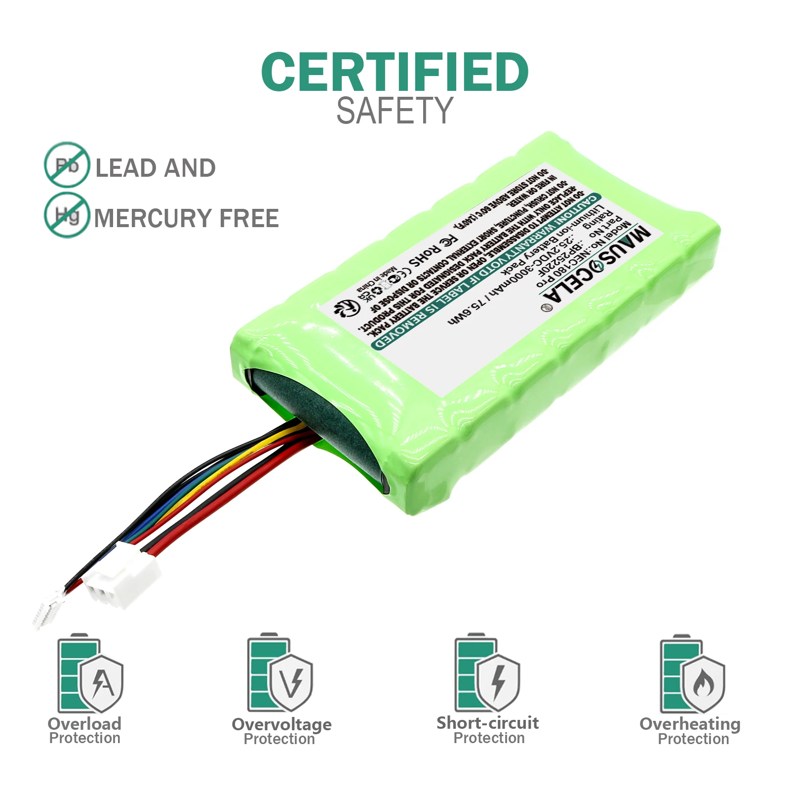 Фото Аккумулятор для пылесосов Eureka 3000 мАч: BP25220F, NEC180 Pro, VRT 70925 V8, VSS1800, VCP 3930, GMS3060, 8817043200, KVR25221 MOP, High Perform №3