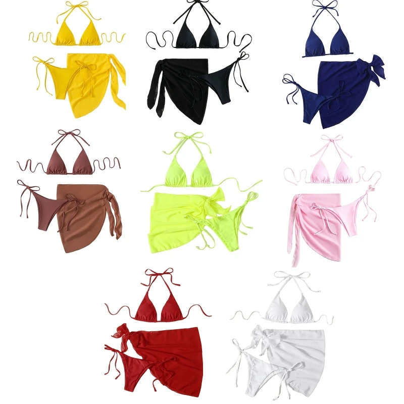 

Женский облегающий комплект бикини, пляжная одежда, пикантный маленький купальный костюм с накидкой, купальный костюм с запахом и накидкой