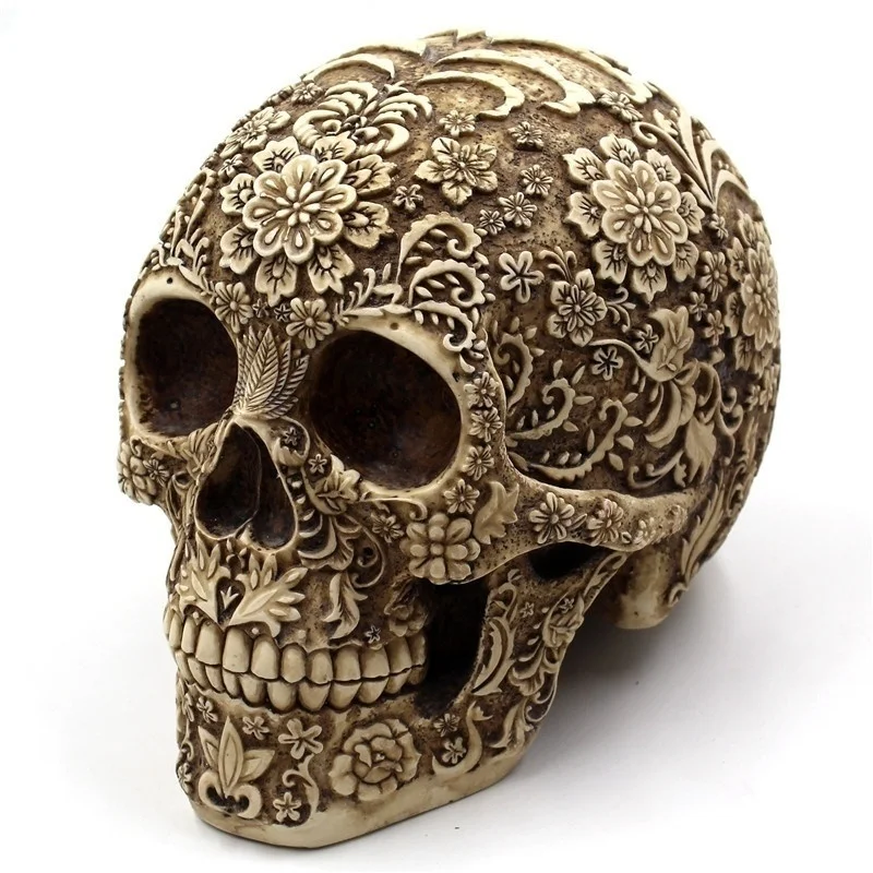 

SARIHOSY Creative Cluster of Flowers Halloween Skull Skeleton Party Resin Skull Halloween Ornaments Bar Table Home Decoration