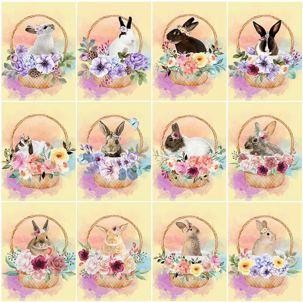 

Алмазная вышивка «сделай сам», кролик, полная круглая живопись, животное, мозаика, цветок, стразы, фотоподарок