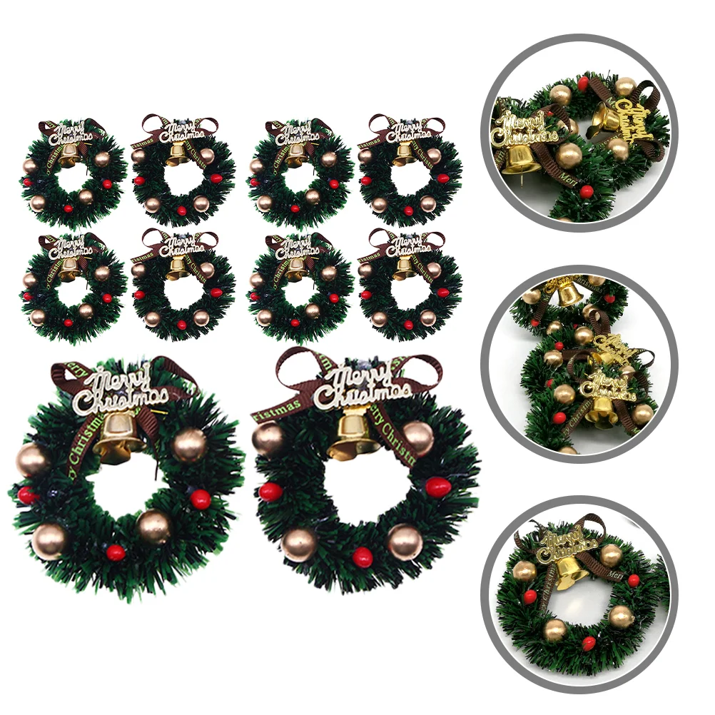 

10 Pcs Christmas Mini Wreath Simulated Garland Hanging Micro Toys Furniture Ornament Plastic Garlands Wreaths