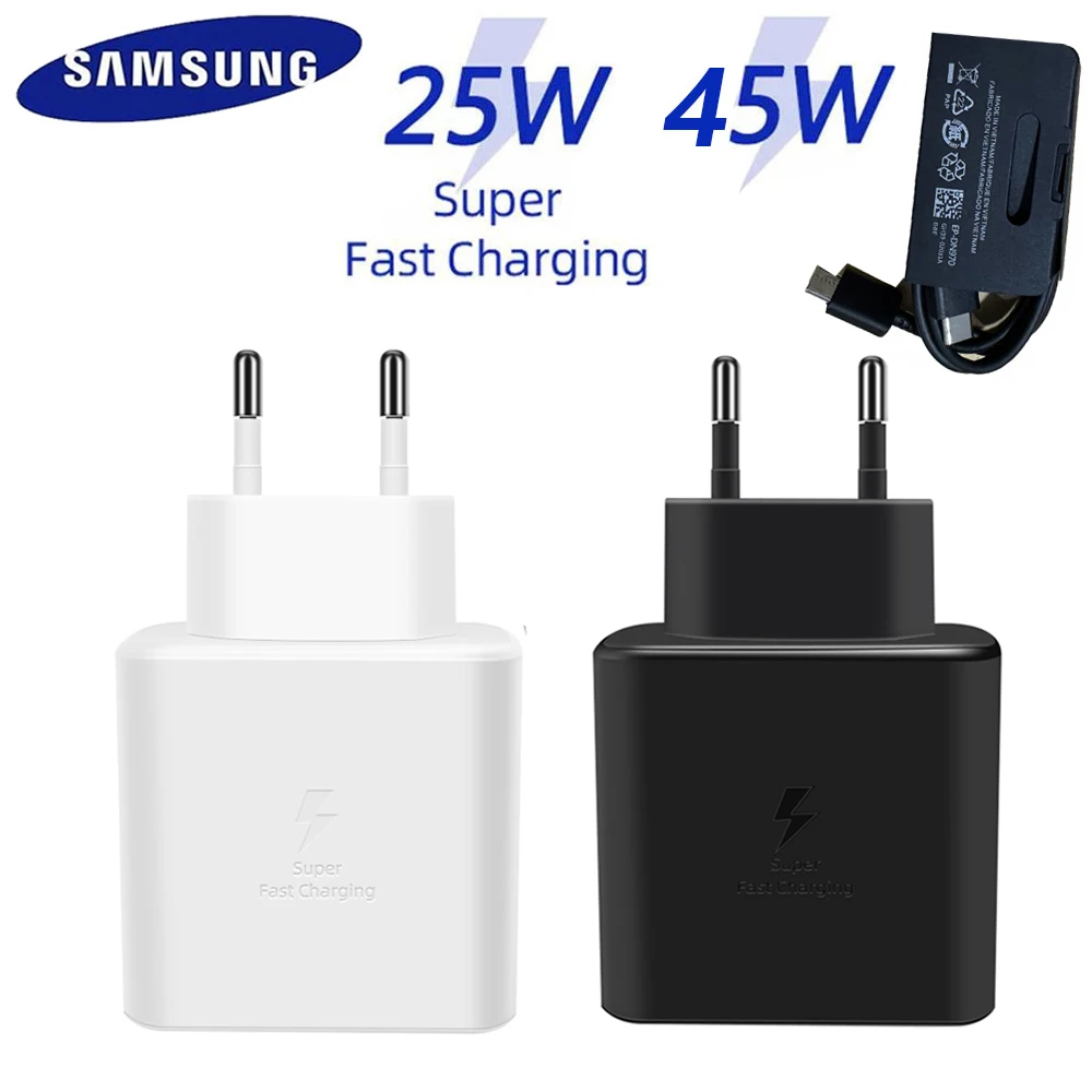 

Original Samsung Charger pd 25w 45w Super Fast Charging EP-TA845 TA800 Usb Type C Cable for Galaxy S23 S22 S21 S20 S10 Note10 5G