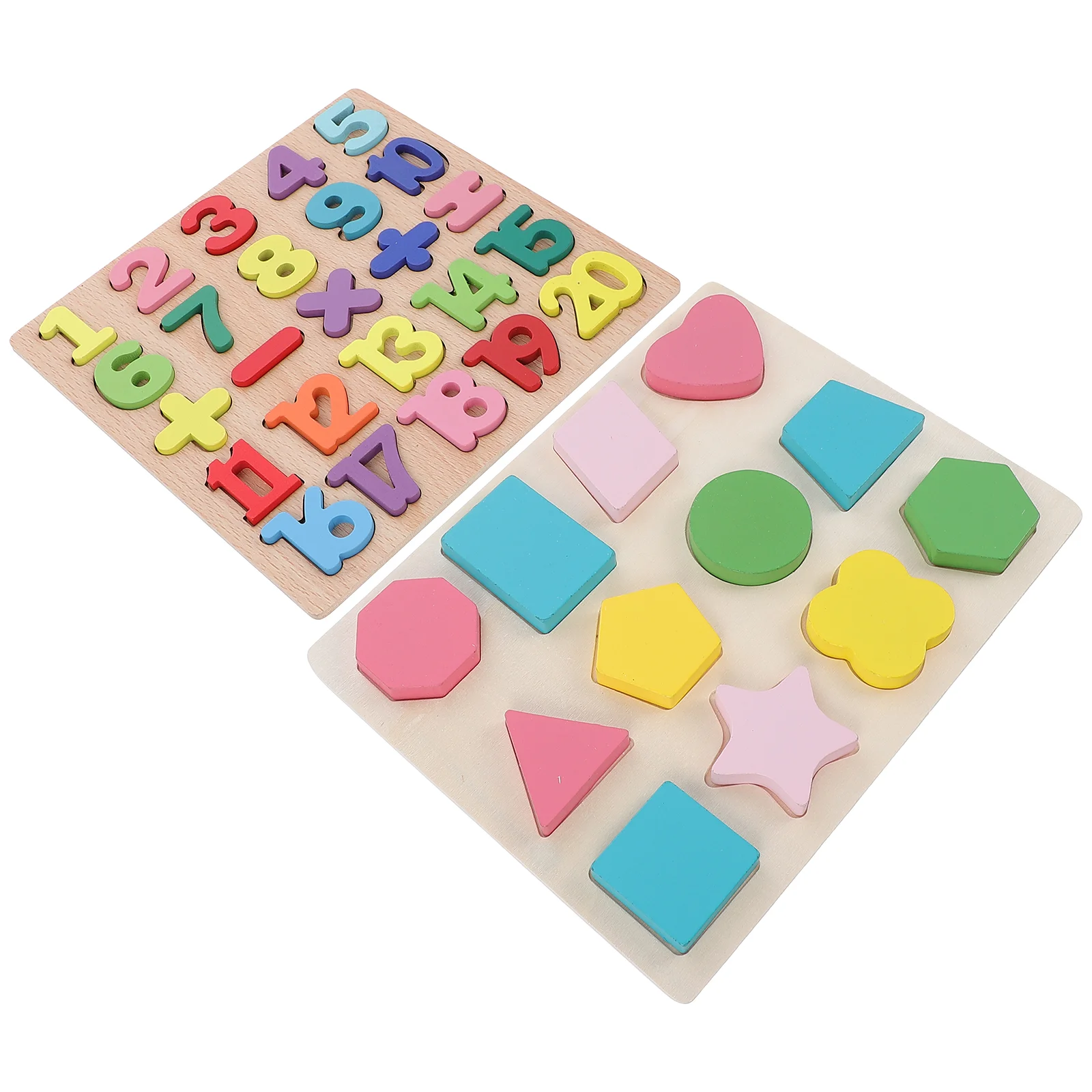 

2 Sets Wooden Shape Alphabet Number Puzzles Baby Kids Early Educational