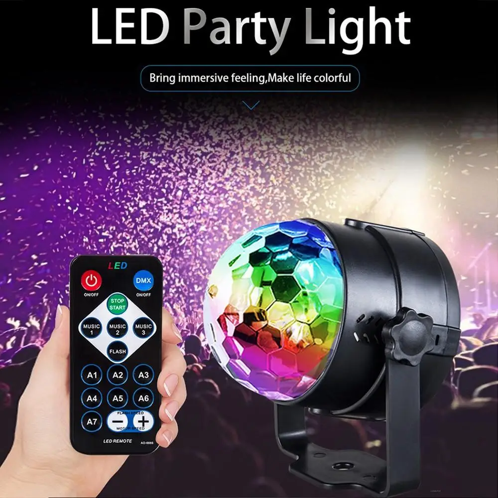 

Remote Control LED Small Magic Ball Voice Control Mini Crystal Magic Ball Colorful Lamp Disco Stage Lamp KTV Bar