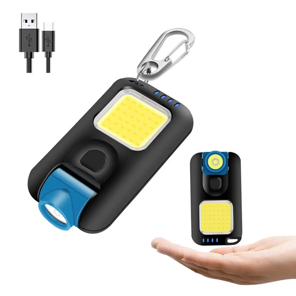 

1PCS Mini Led Keychain Flashlight Multi-fuctional Usb Rechargeable Cob Work Lights Outdoor Emergency Camping Light Wholesale