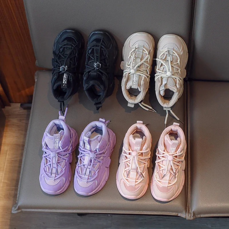 Высокие кроссовки для девочек обувь на шнуровке детская новая модная
