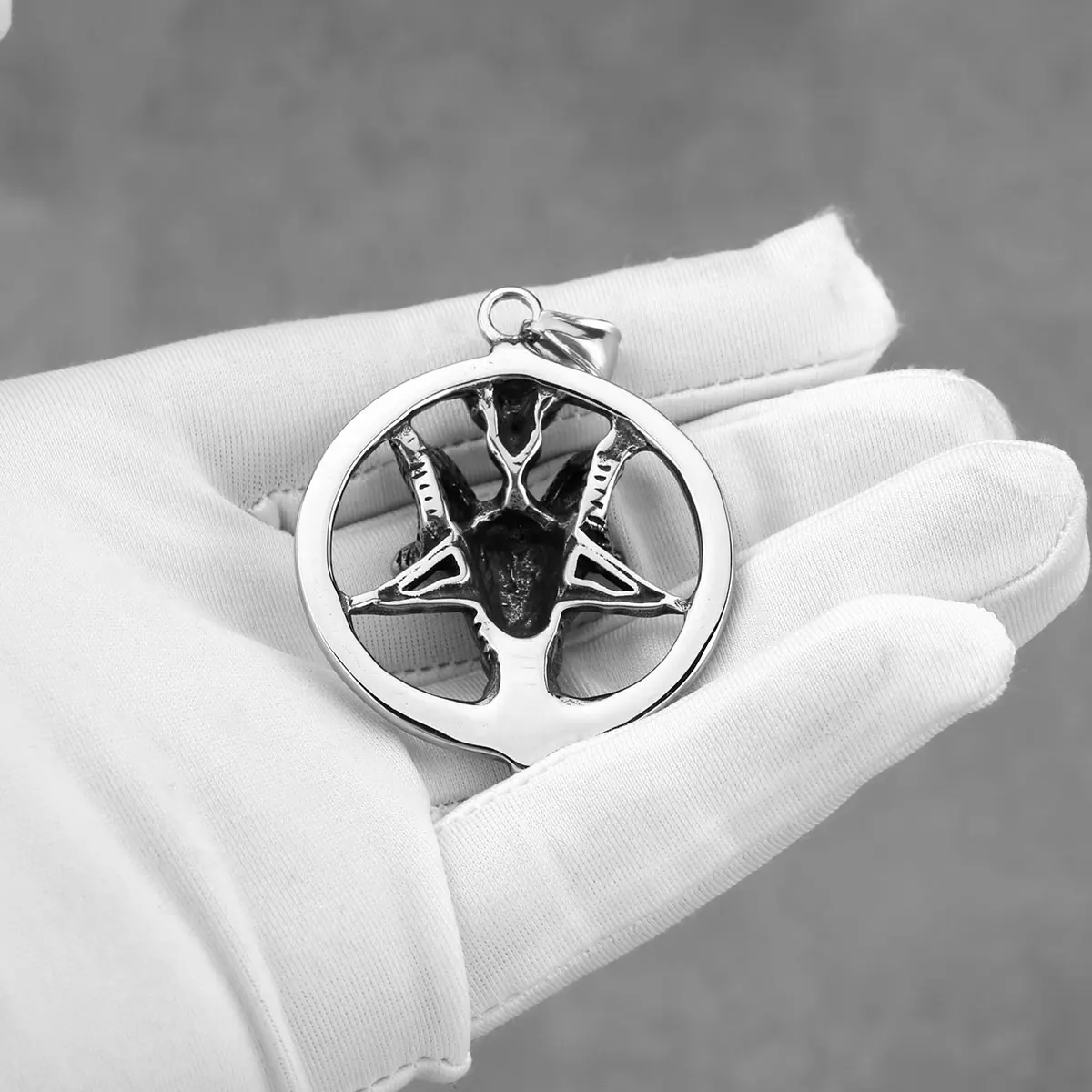 Ожерелье из нержавеющей стали с подвеской сатаны OZU Pentaagramm мужские винтажные